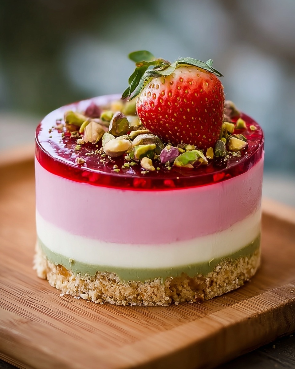 Strawberry Pistachio Mousse Cake Recipe - Recipe Image