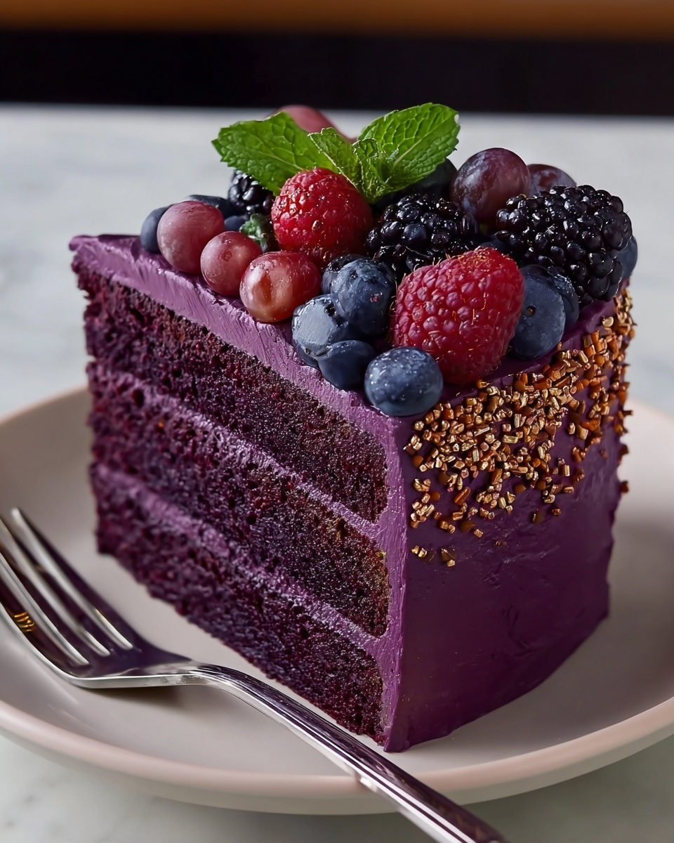 Purple Velvet Cake with Cream Cheese Frosting Recipe - Recipe Image