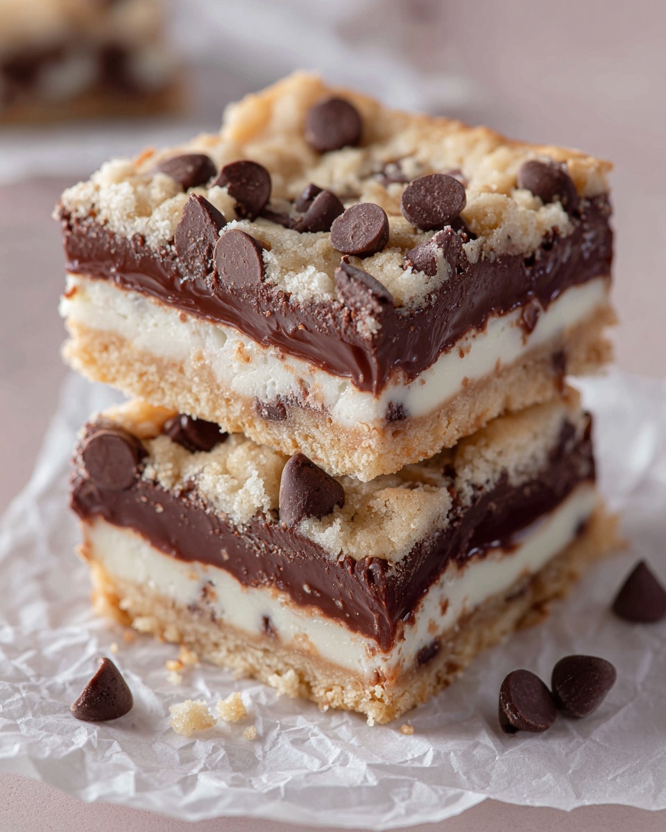 Peanut Butter Chocolate Chip Cookie Cheesecake Bars Recipe - Recipe Image