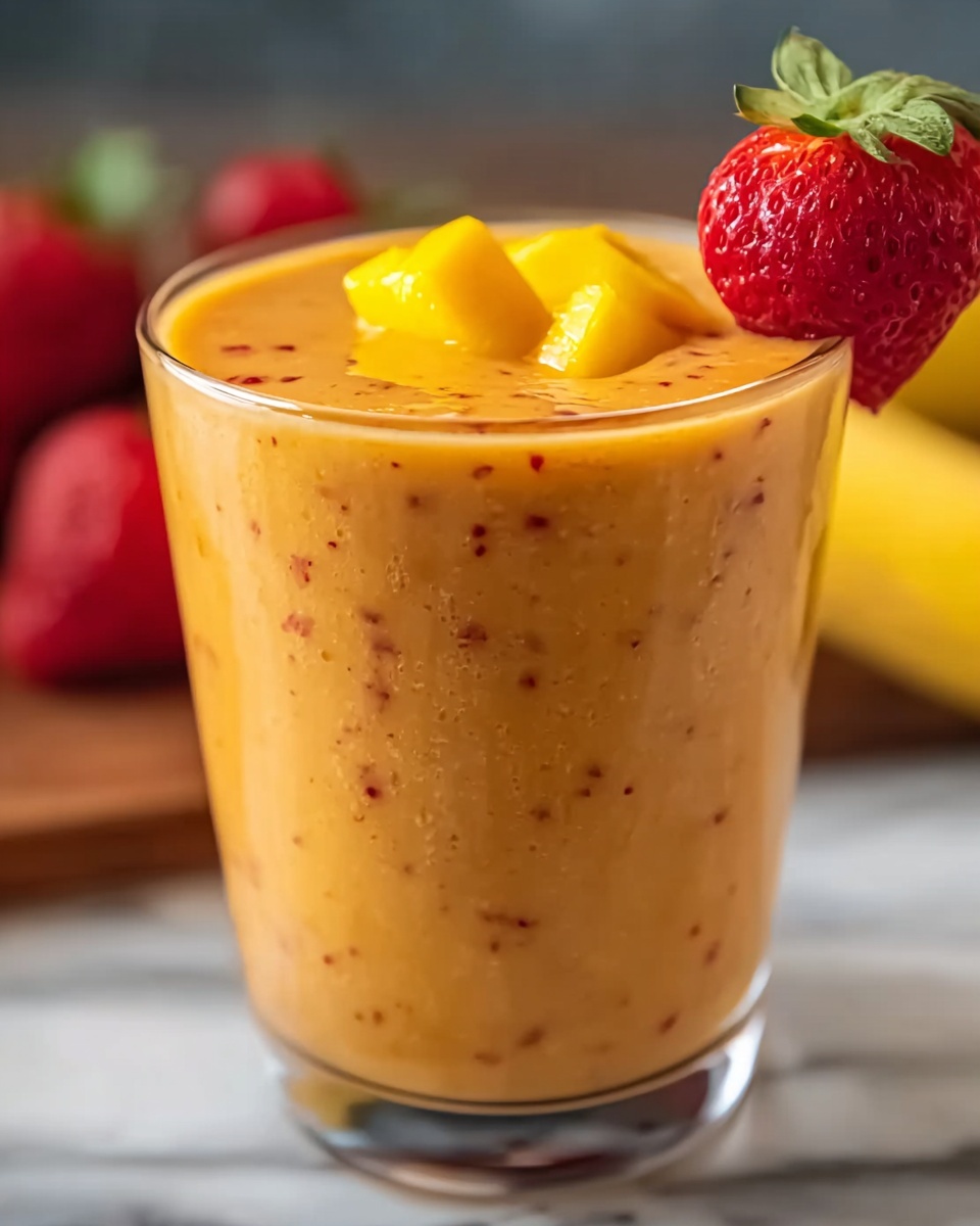 Tropical Strawberry Mango Smoothie Recipe - Recipe Image