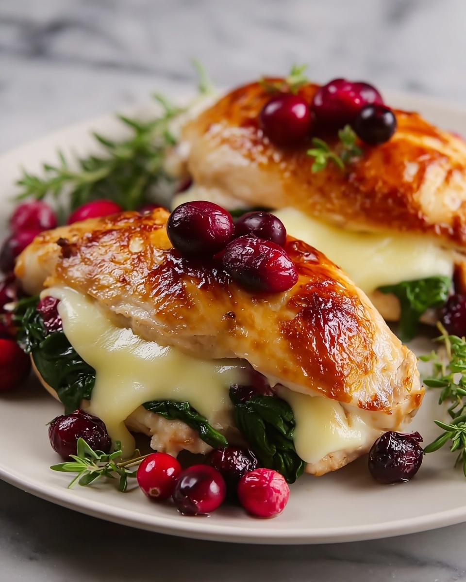 Cranberry & Spinach Stuffed Chicken Breasts with Brie Recipe - Recipe Image