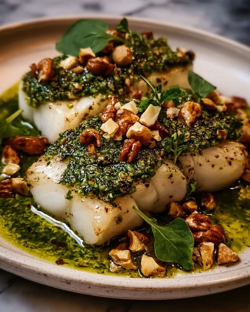 Keto Chilean Seabass with Walnut Pesto Crust Recipe - Recipe Image