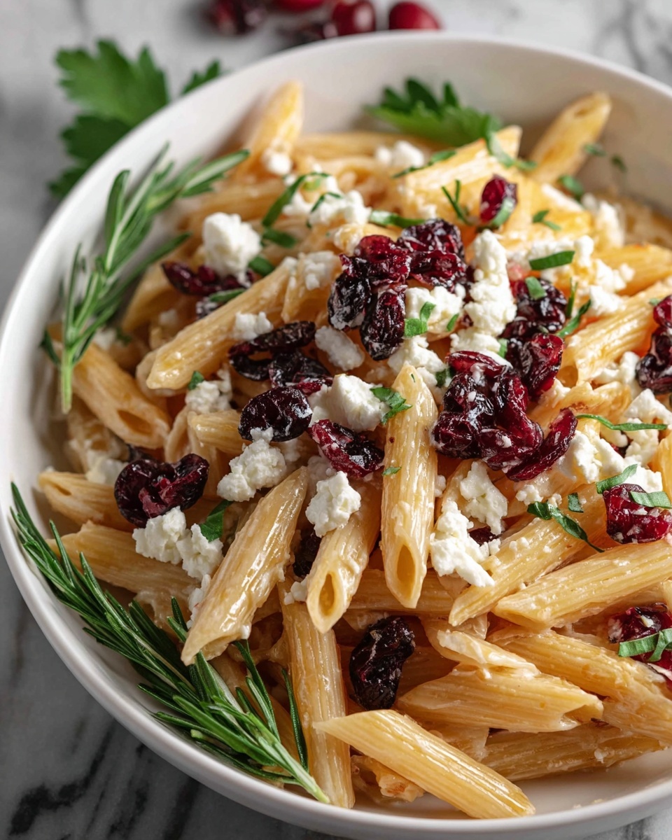Feta & Cranberry Penne Salad with Orange Vinaigrette Recipe - Recipe Image