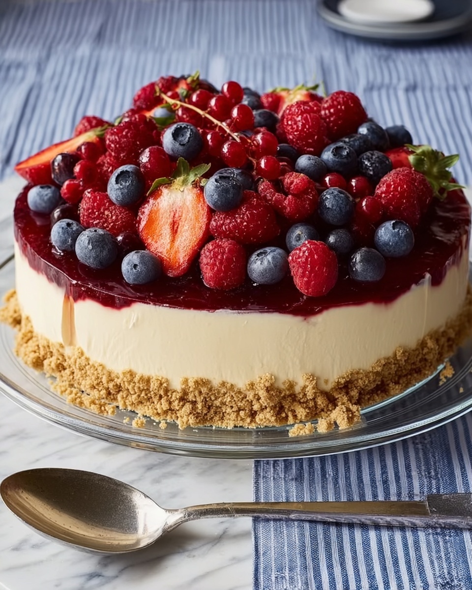 No-Bake Cheesecake Flag Cake Recipe - Recipe Image