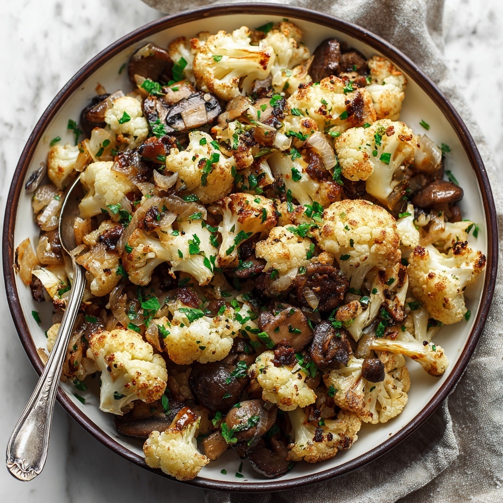 Garlic Cauliflower and Mushrooms Skillet Recipe - Recipe Image