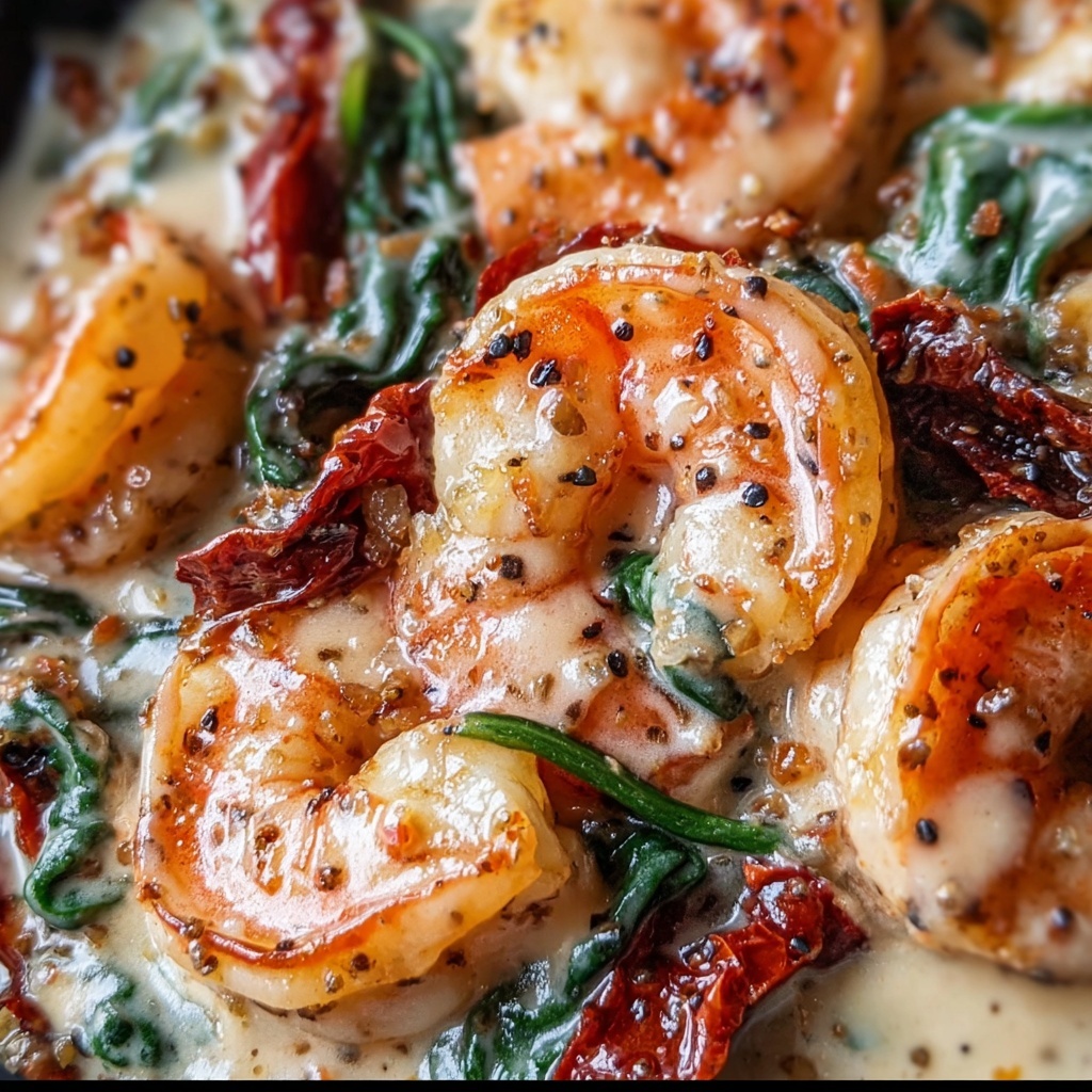 Creamy Sun-Dried Tomato Shrimp with Spinach Pasta Recipe - Recipe Image