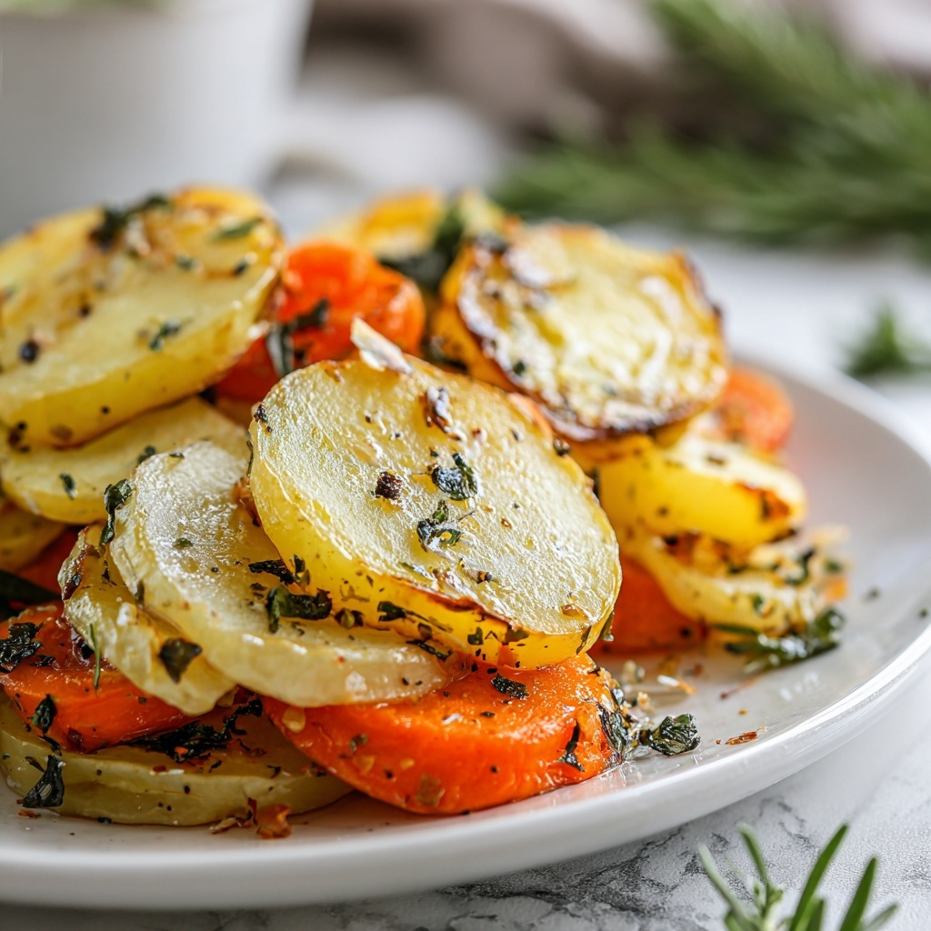 Garlic Herb Roasted Potatoes, Carrots, and Zucchini Recipe - Recipe Image