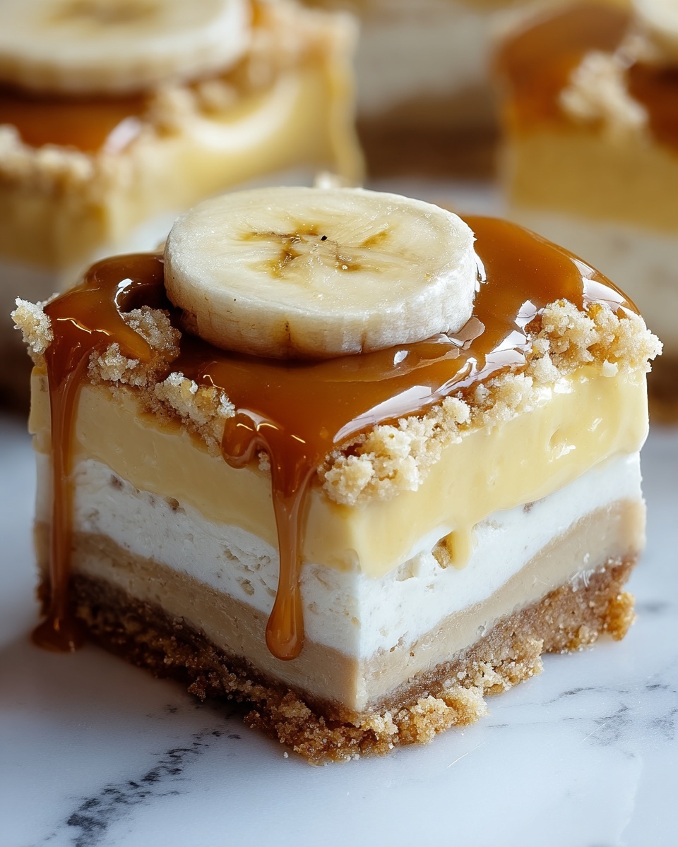 Banana Cream Cheese Bars with Caramel Sauce Recipe - Recipe Image