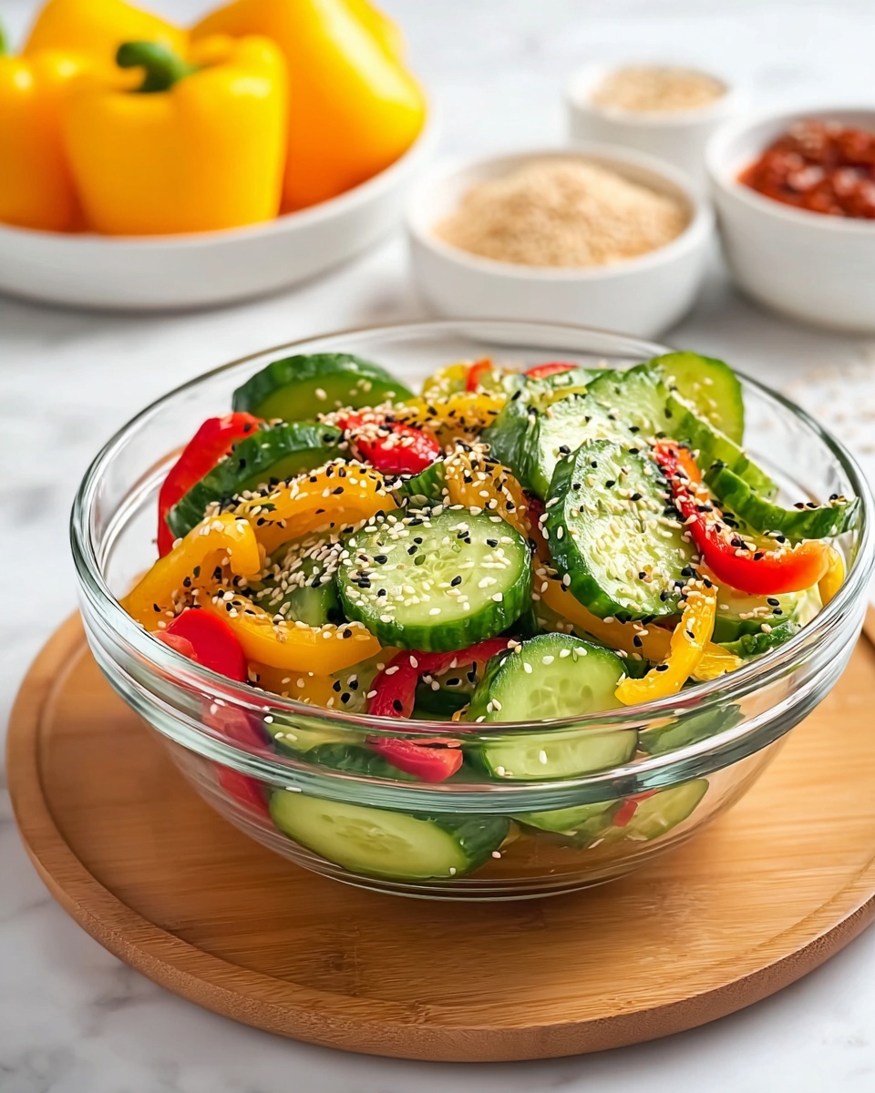 Cucumber and Sweet Pepper Salad with Sesame Ginger Dressing Recipe - Recipe Image