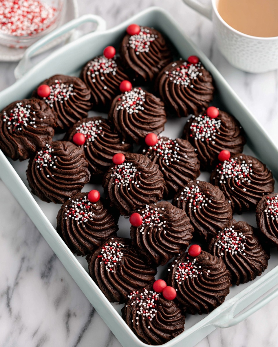 Piped Chocolate Butter Cookies Recipe - Recipe Image