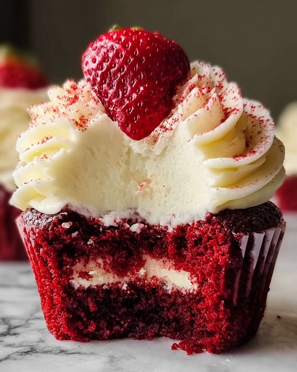 Strawberry Cheesecake Red Velvet Cupcakes Recipe - Recipe Image