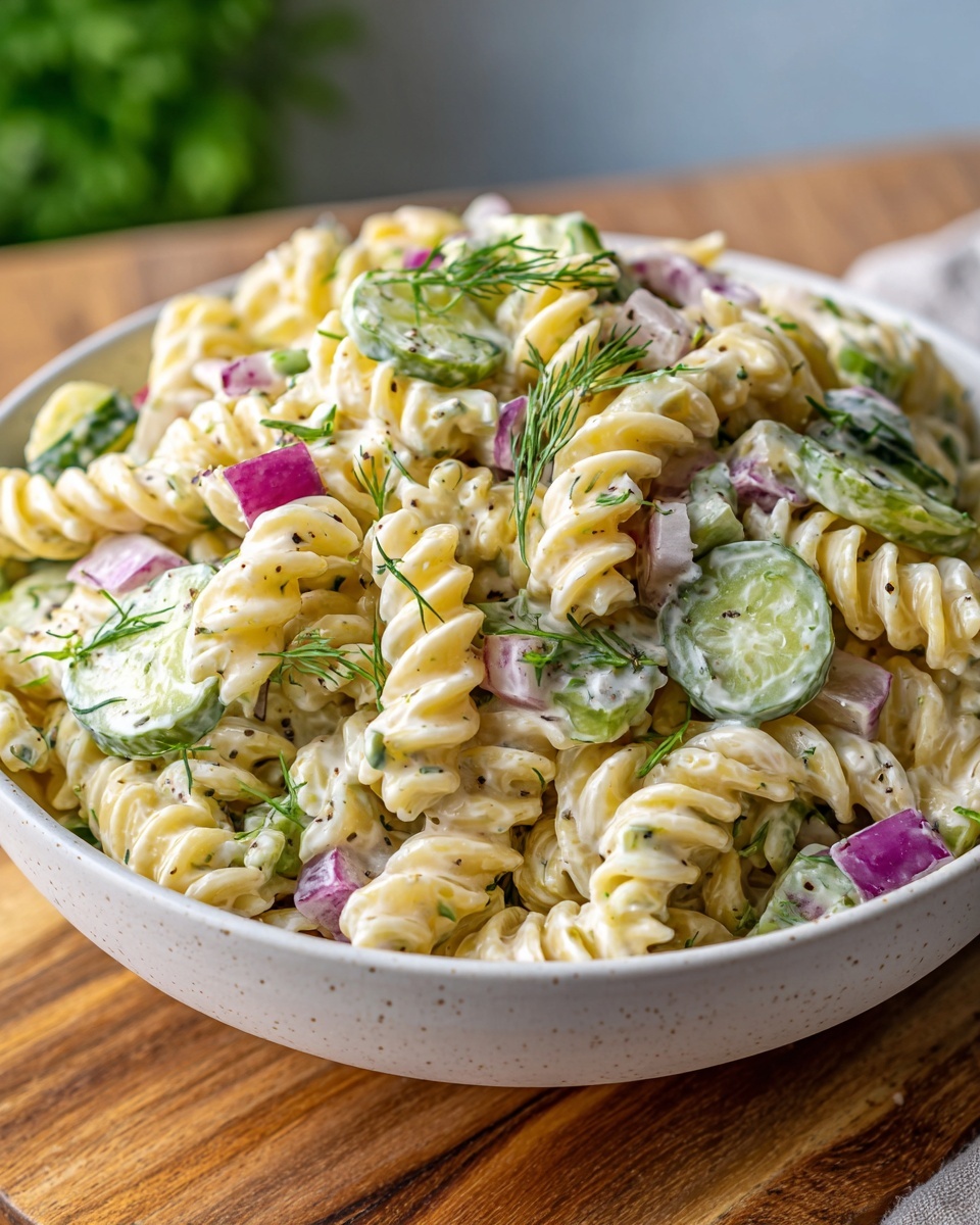 Tangy Dill Pickle Pasta Salad Recipe - Recipe Image