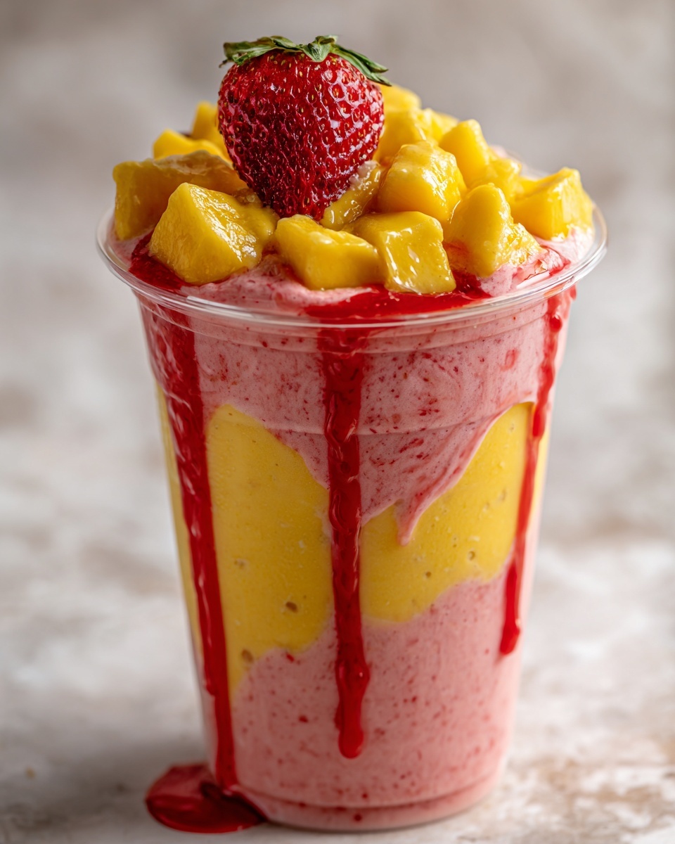 Mango Strawberry Sunrise Frappuccinos Recipe - Recipe Image
