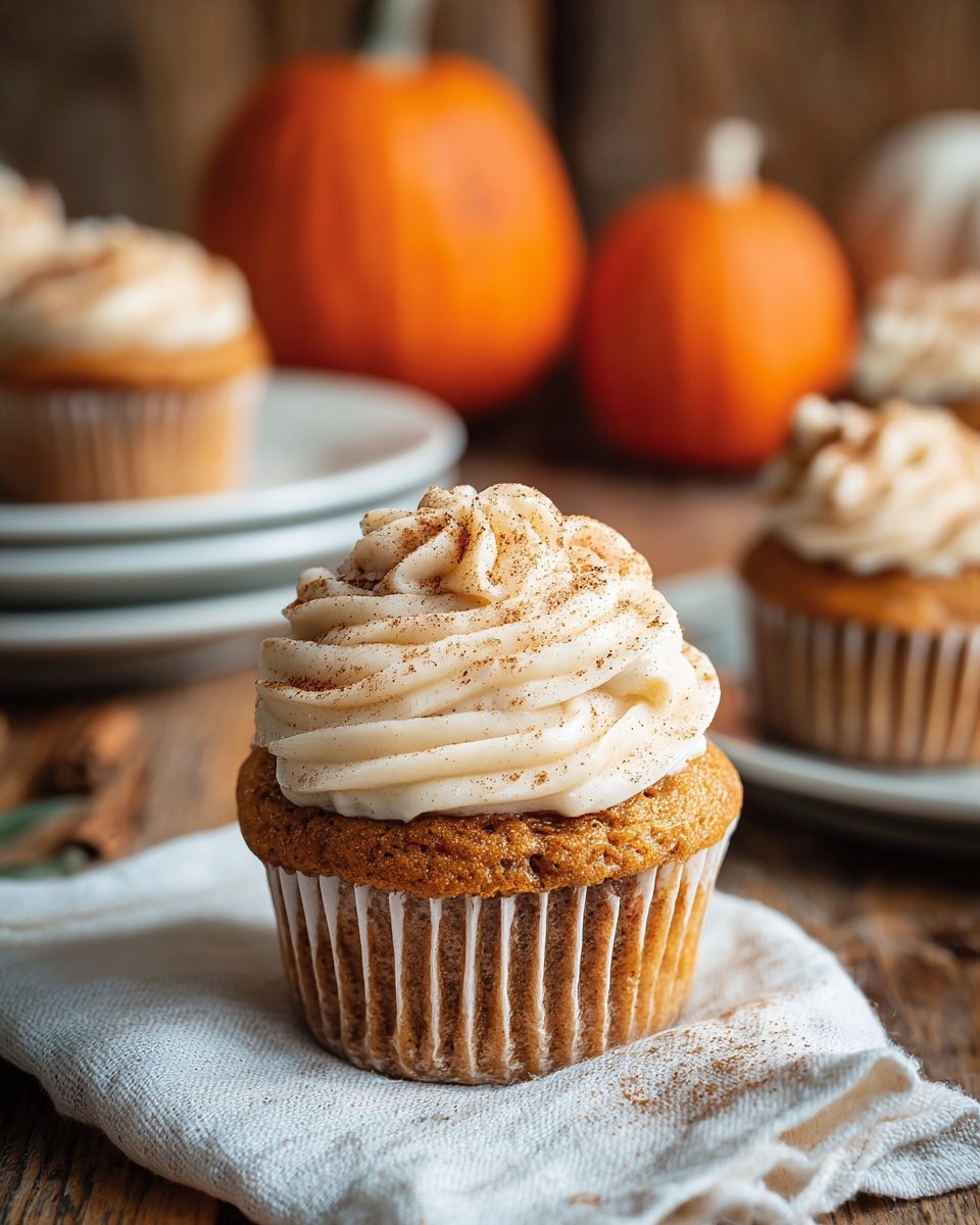 Pumpkin Cupcakes with Cinnamon Cream Cheese Frosting Recipe - Recipe Image