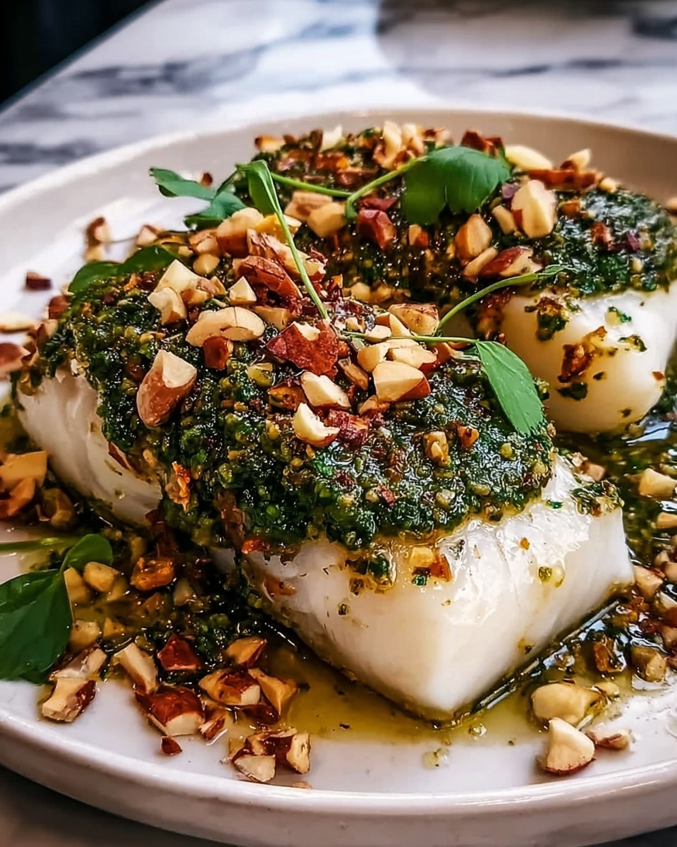 Keto Chilean Seabass with Walnut Pesto Crust Recipe - Recipe Image