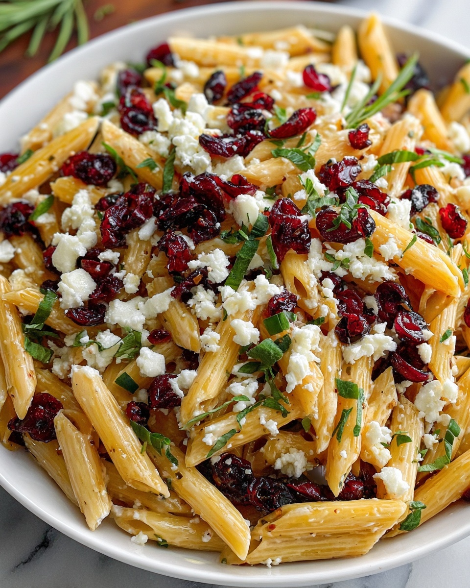Feta & Cranberry Penne Salad with Orange Vinaigrette Recipe - Recipe Image