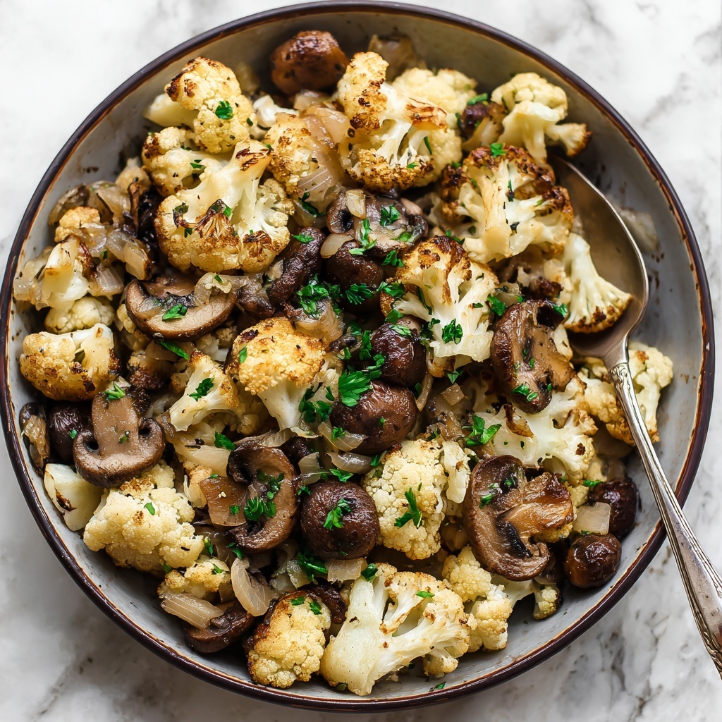 Garlic Cauliflower and Mushrooms Skillet Recipe - Recipe Image