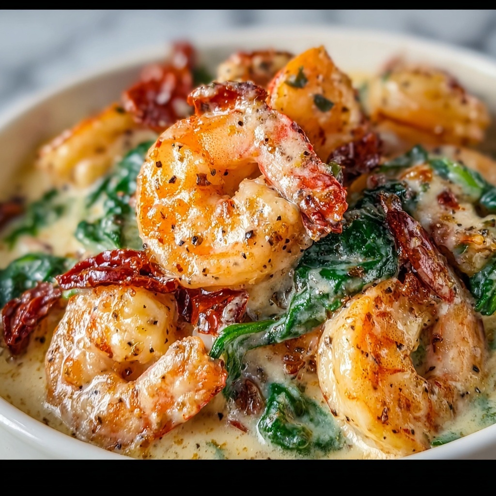Creamy Sun-Dried Tomato Shrimp with Spinach Pasta Recipe - Recipe Image