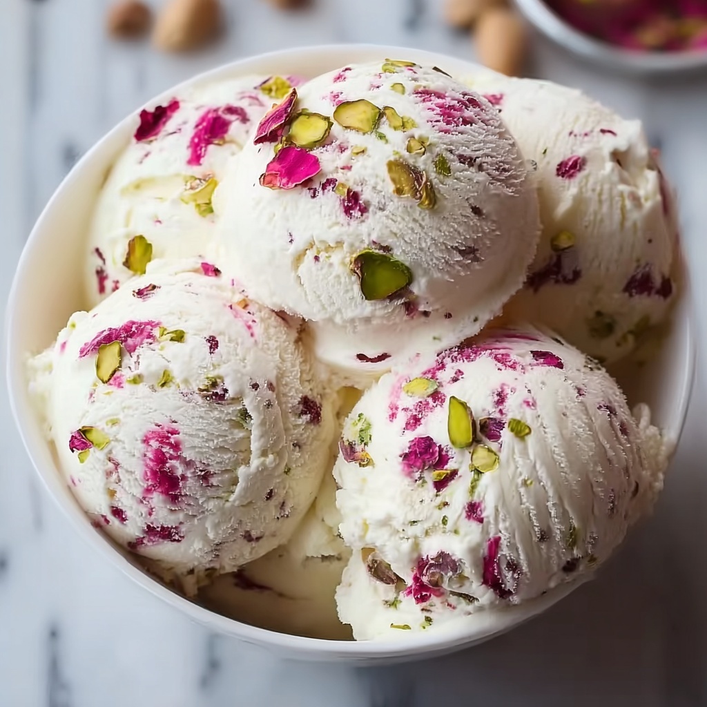 Rose Pistachio Cheesecake Ice Cream Recipe - Recipe Image
