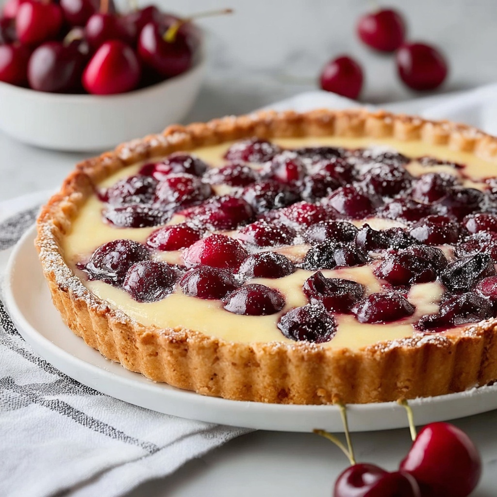 German Cherry Custard Pie Recipe - Recipe Image