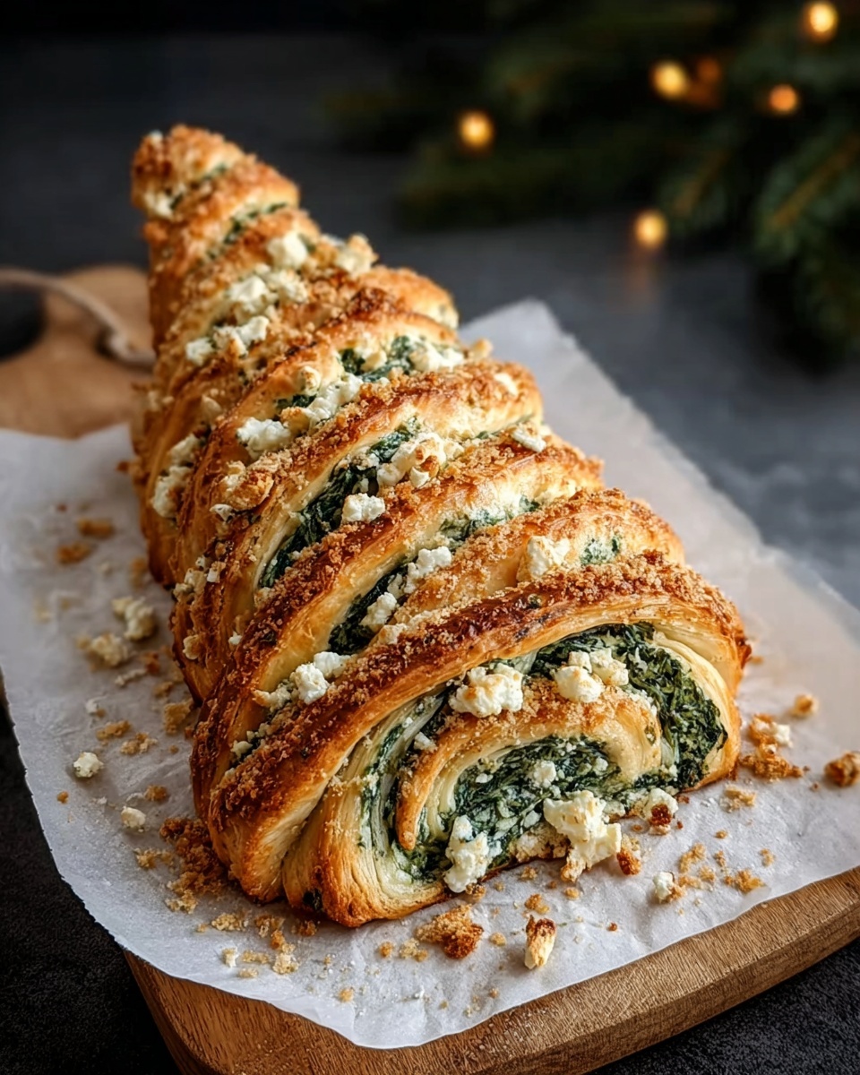 Easy Christmas Tree Spinach Feta Bread Recipe - Recipe Image