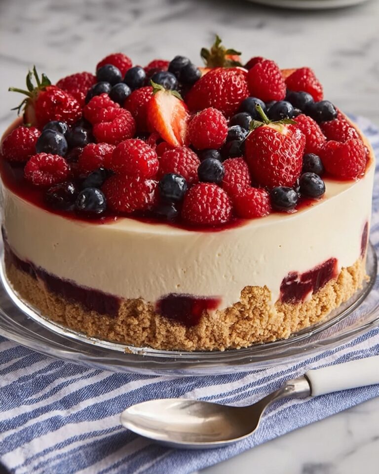 No-Bake Cheesecake Flag Cake Recipe