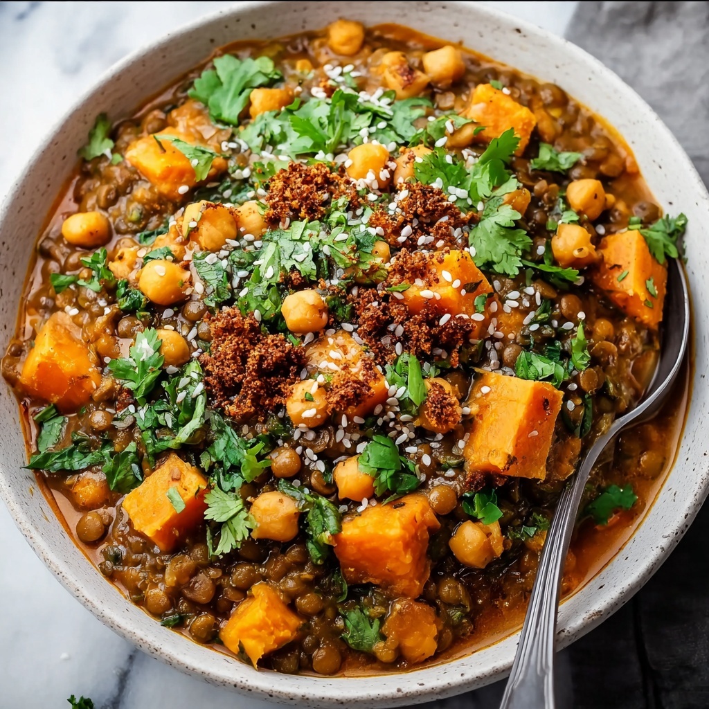 Sweet Potato Lentil Curry with Crispy Sesame Chickpeas Recipe - Recipe Image