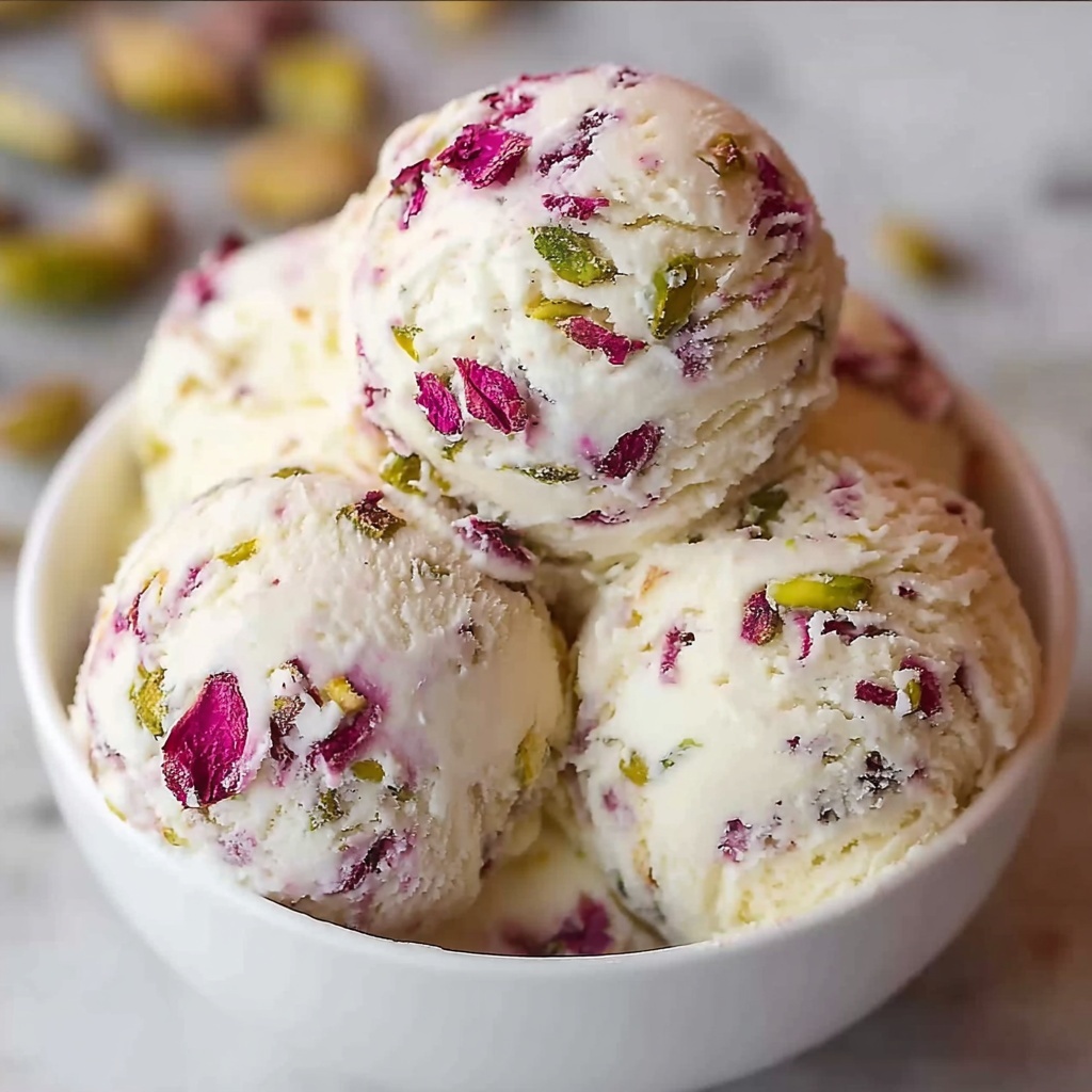 Rose Pistachio Cheesecake Ice Cream Recipe - Recipe Image