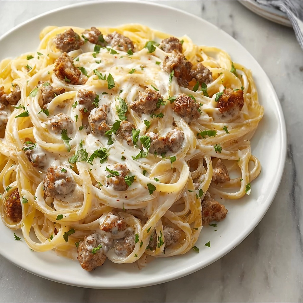 Creamy Ground Beef Alfredo Pasta Recipe - Recipe Image
