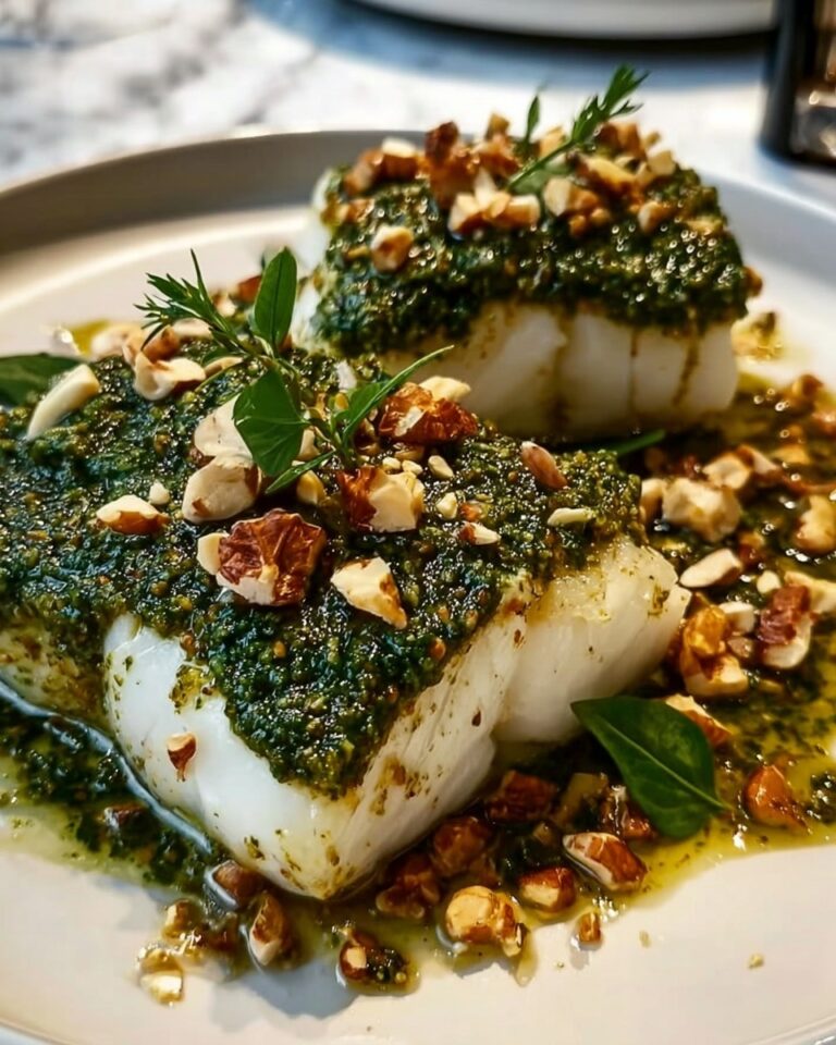 Keto Chilean Seabass with Walnut Pesto Crust Recipe