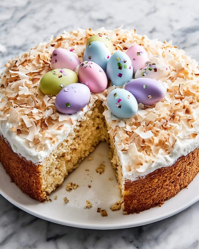 Easter Lemon Coconut Bundt Cake with Chocolate Eggs Recipe