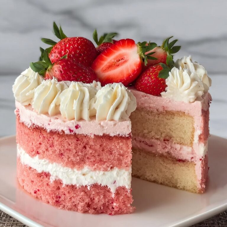 Moist Strawberry Cake with Fresh Strawberry Buttercream Recipe