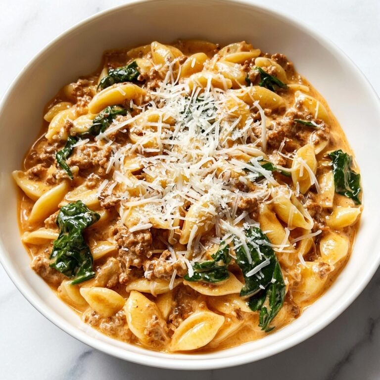 Ground Beef Orzo with Tomato Cream Sauce Recipe