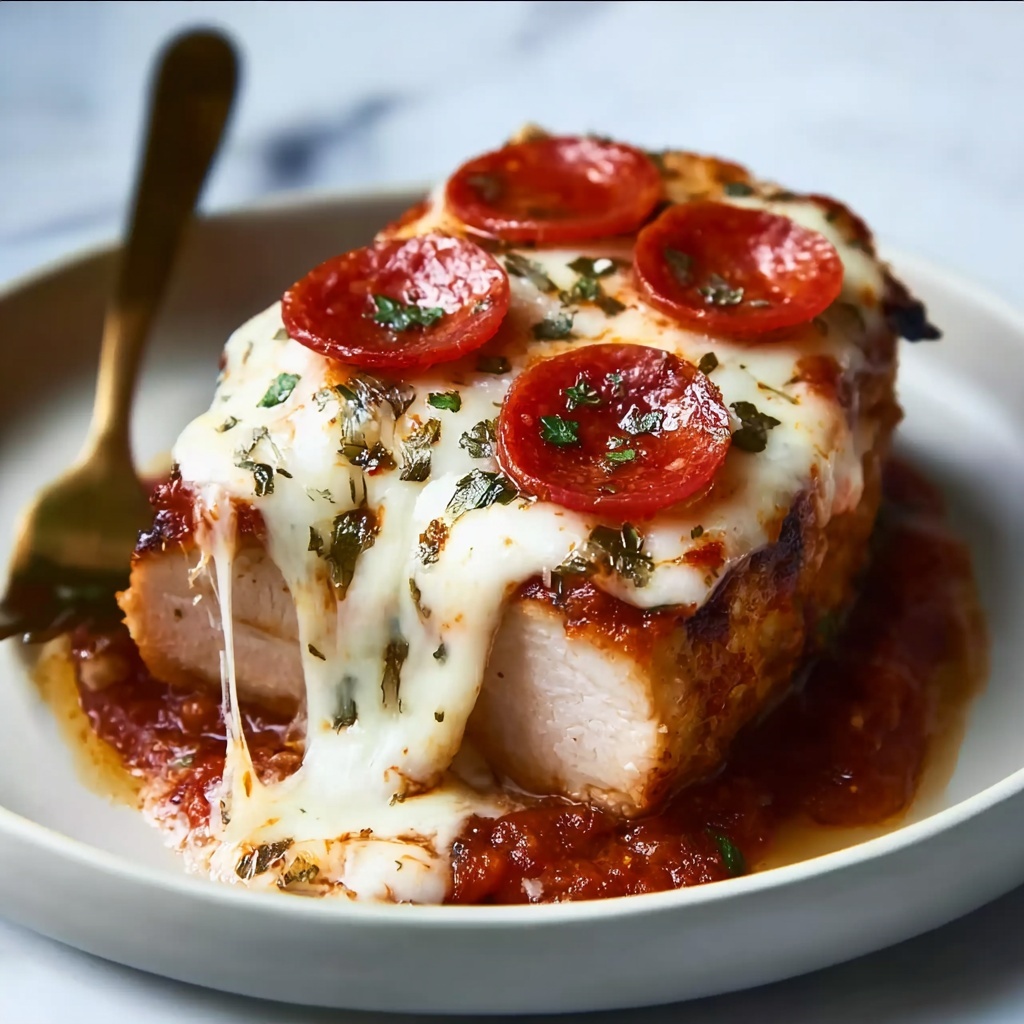 Pepperoni Pizza Stuffed Chicken Bake Recipe - Recipe Image
