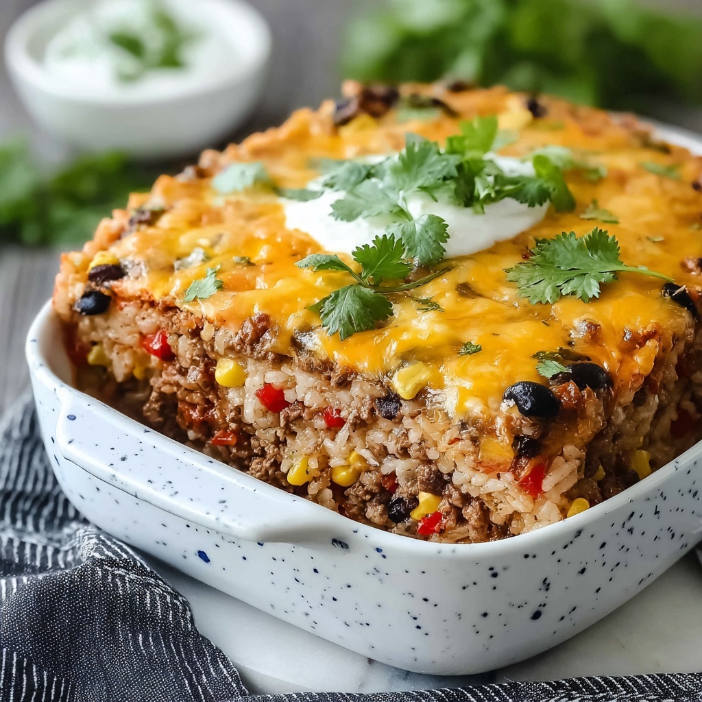 Beef Enchilada Casserole with Rice Recipe - Recipe Image