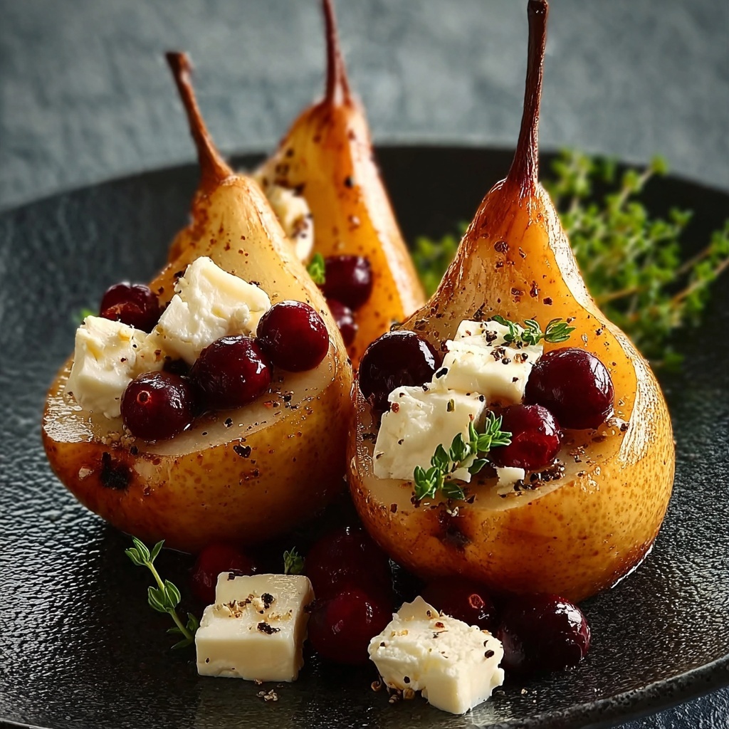 Baked Pears with Feta, Honey, and Cranberries Recipe - Recipe Image