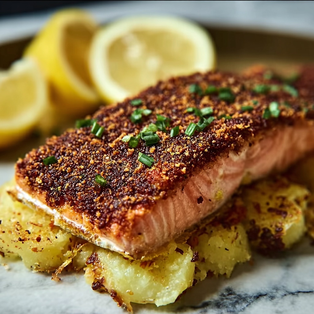 Potato-Crusted Salmon: A Crispy and Elegant Dinner Recipe - Recipe Image