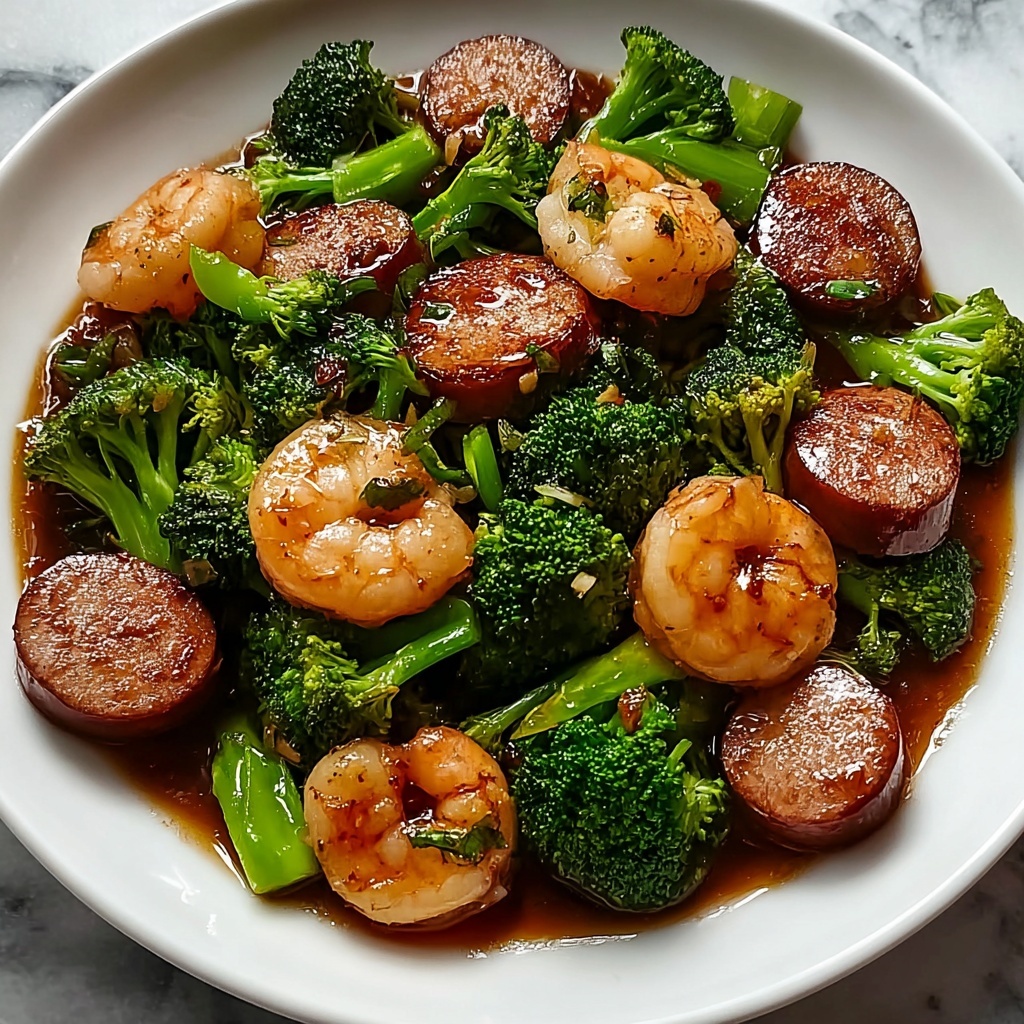 Honey Garlic Shrimp, Sausage & Broccoli Stir-Fry Recipe - Recipe Image
