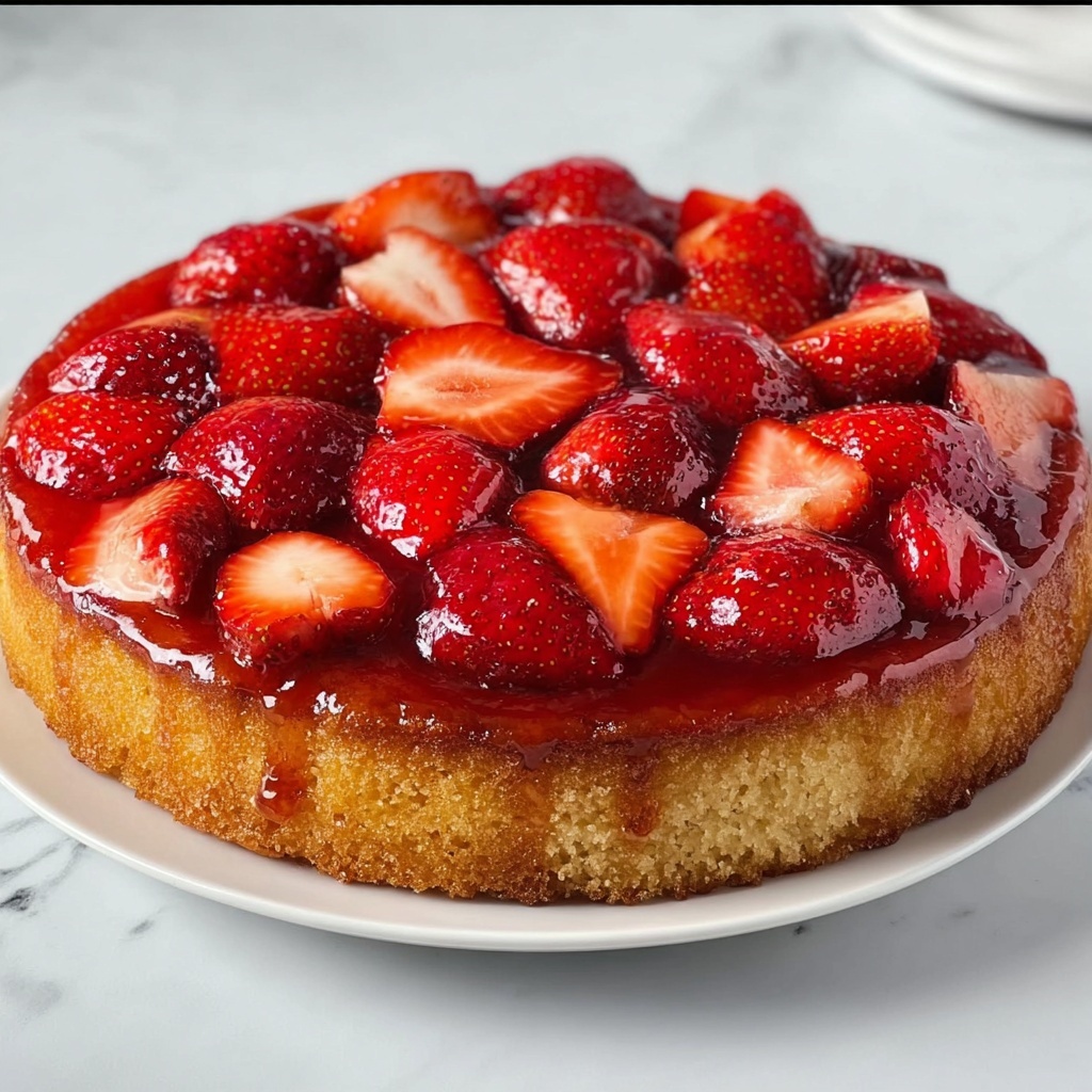 Strawberry Upside-Down Cake : Sweet & Juicy Dessert Recipe - Recipe Image
