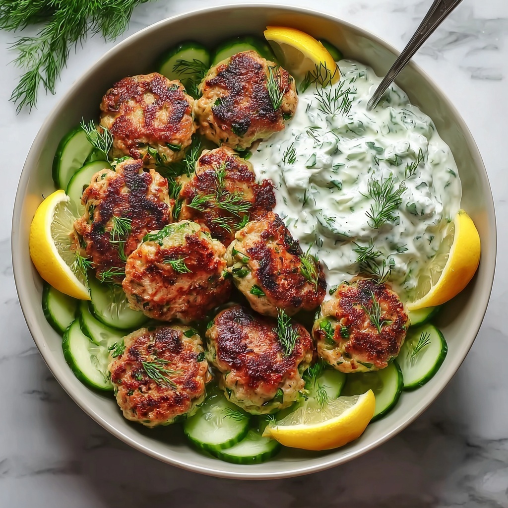 Greek Chicken Meatballs with Homemade Tzatziki Sauce Recipe - Recipe Image
