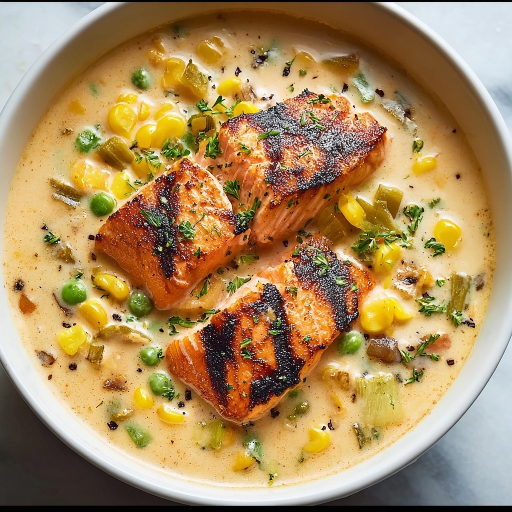 Creamy Blackened Salmon Chowder Recipe - Recipe Image