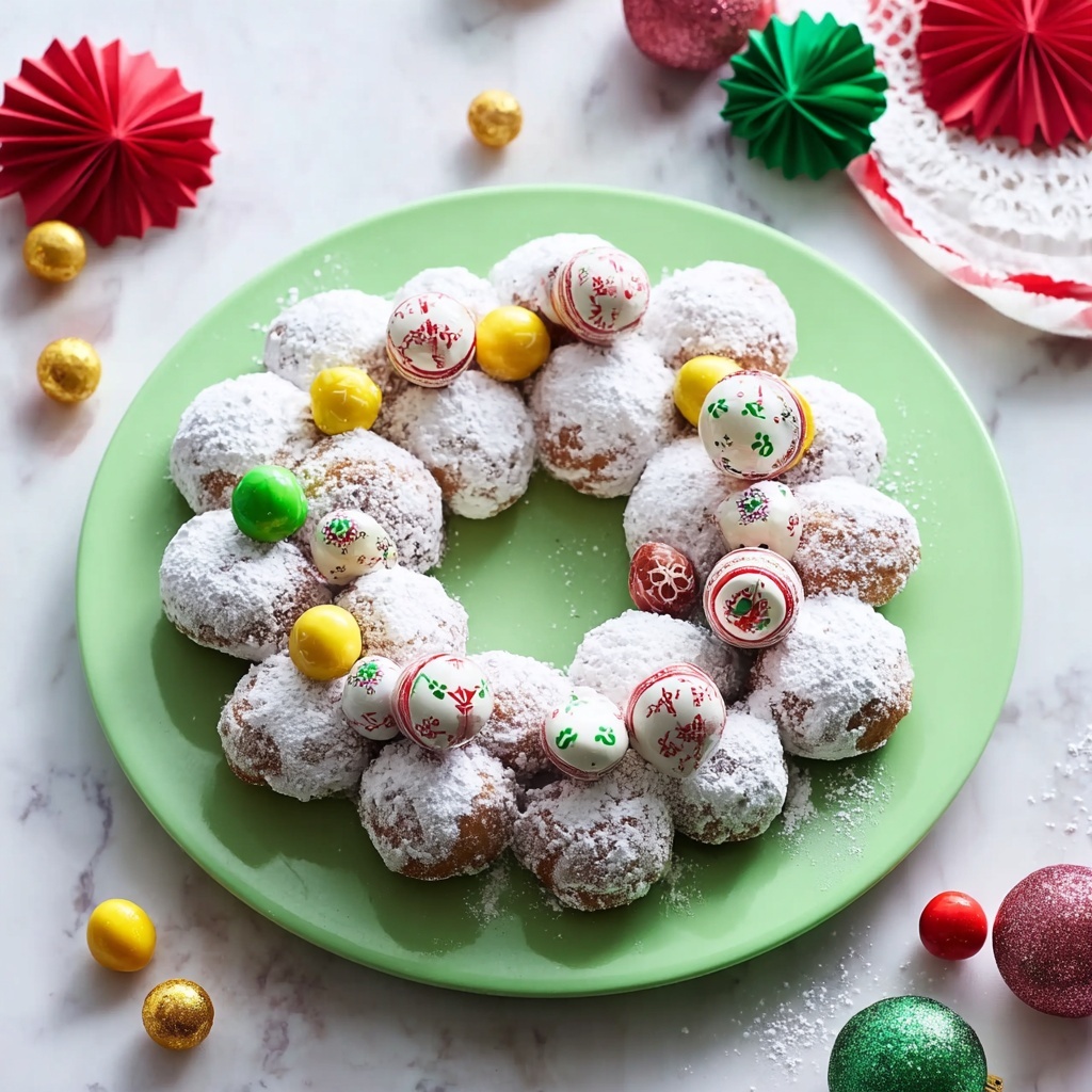 Donut Hole Christmas Wreath Recipe - Recipe Image