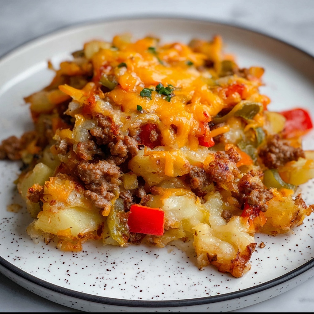Loaded Breakfast Hash with Sausage, Ham, and Cheddar Recipe - Recipe Image