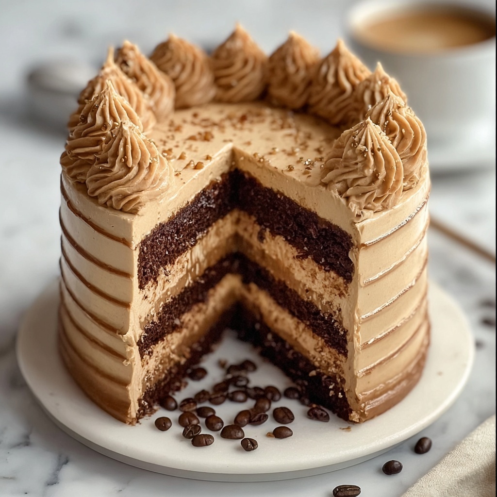 Decadent Caramel Latte Cake with Coffee Buttercream Recipe - Recipe Image