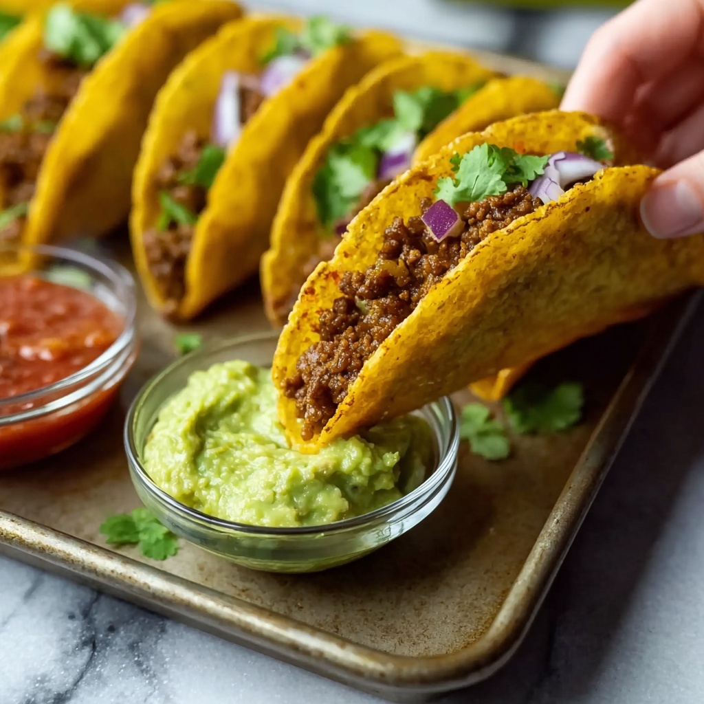 Crispy Ground Beef Tacos with Melted Cheese Recipe - Recipe Image
