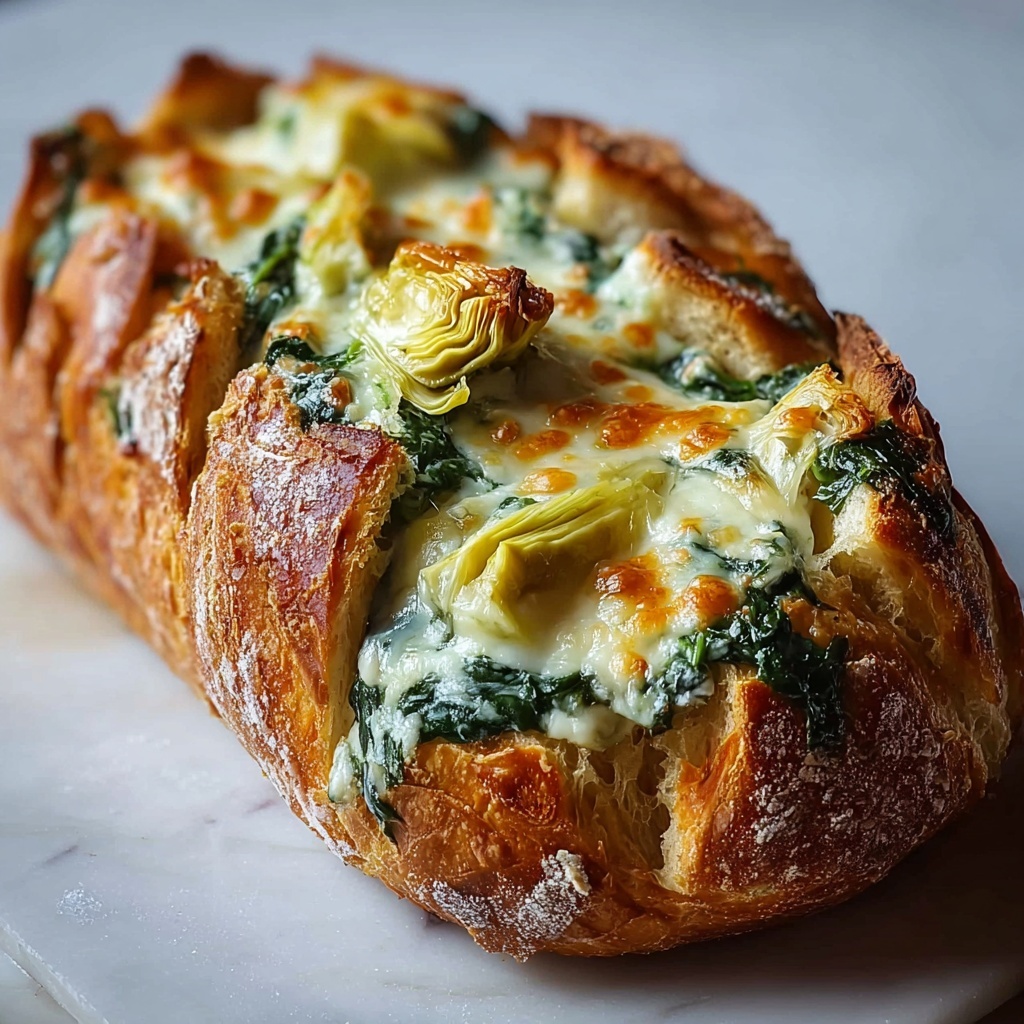 Spinach Artichoke Dip Bread Boat Recipe - Recipe Image