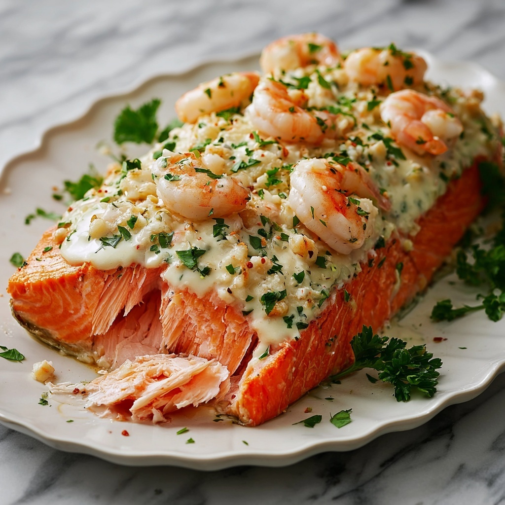 Crab & Shrimp Stuffed Salmon Recipe - Recipe Image