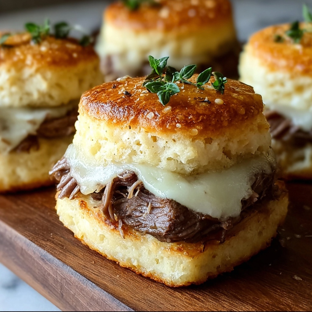 French Dip Biscuits with Roast Beef and Au Jus Recipe - Recipe Image