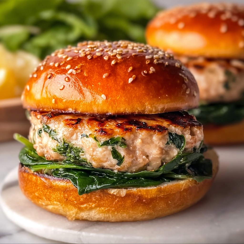 White Cheddar and Spinach Chicken Burgers Recipe - Recipe Image