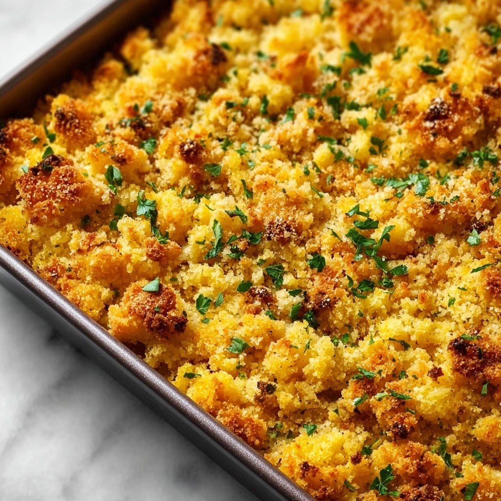 Cornbread Stuffing with Sweet Potatoes, Pecans, and Marshmallows Recipe - Recipe Image